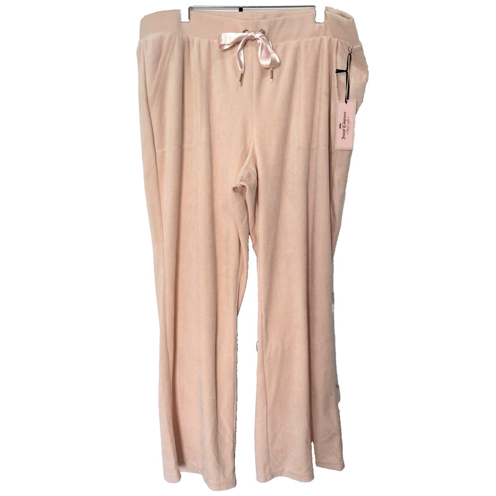 NWT Juicy Couture Velour Boot Leg Pants Short Womens Sz XLP Scallop Pink